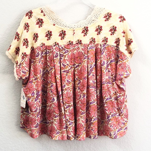 Free People Leilani Print Top Floral Sz Medium - Picture 4 of 6